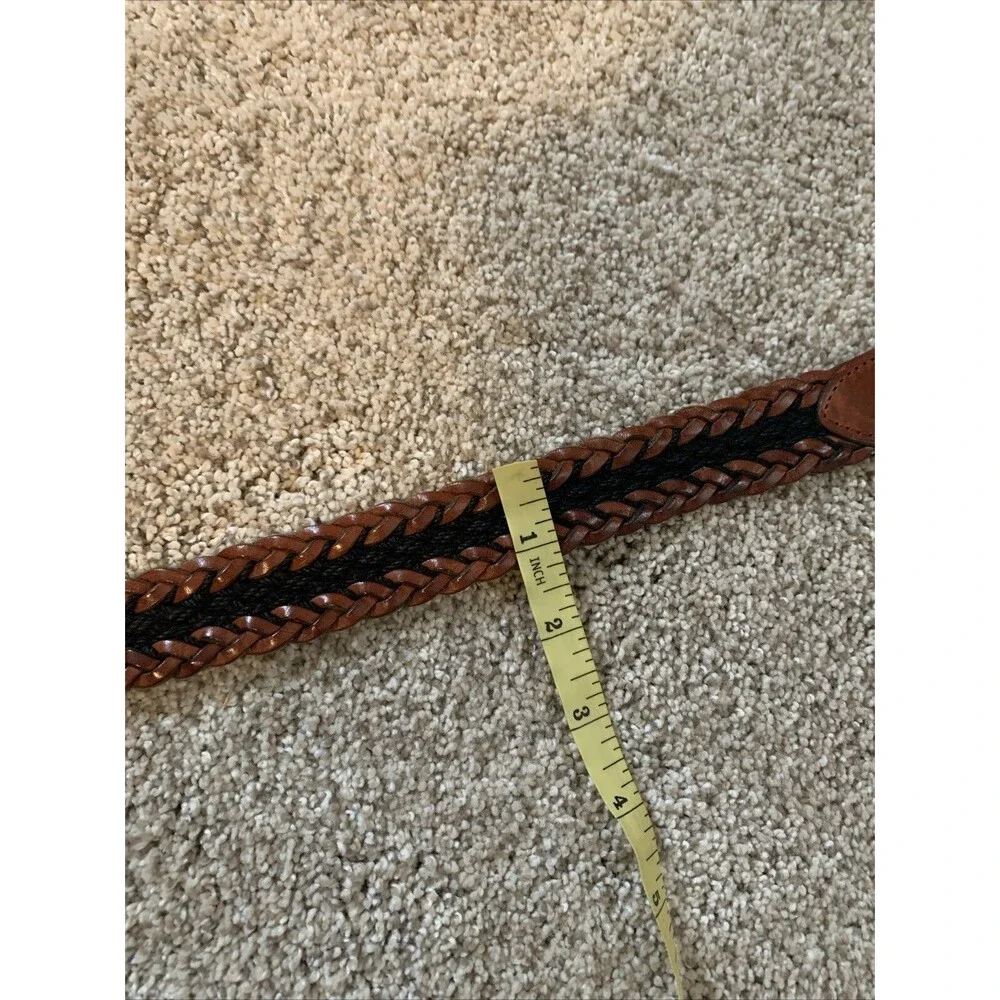 Fossil Brown Leather Braided Belt Womens Size M Made In Turkey BT3142